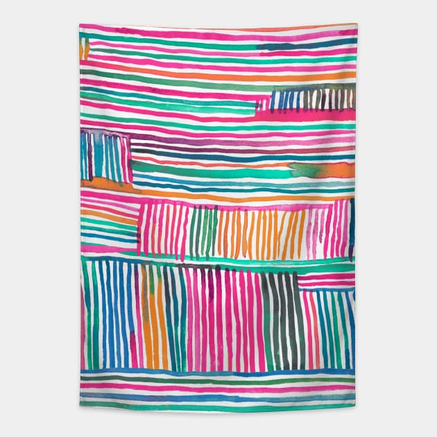 Watercolor Summer Stripes Tapestry by ninoladesign