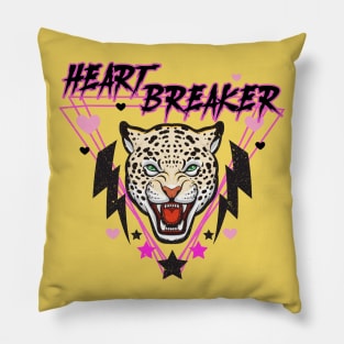 Retro Anti-Valentines Day Heart Breaker 80s 90s Leopard Pillow