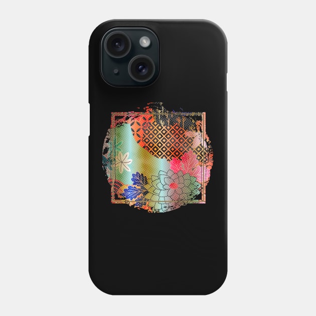 Japanese Design Floral Cherry Blossom Retro Art Earth Colours Streetwear Urban 552 Phone Case by dvongart