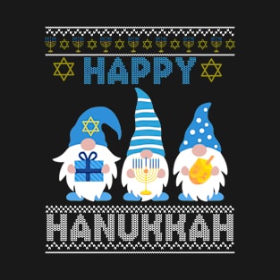 Happy Hanukkah 2021 Hanging With My Gnome Menorah Dreidel T-Shirt