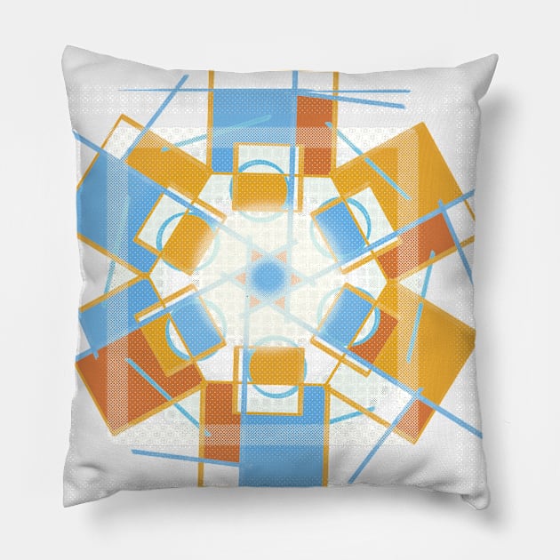 Geometric abstract modern orange blue Pillow by carolsalazar