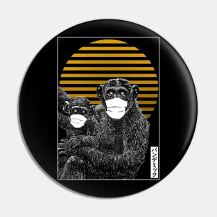 Animal Drawing -  Monkey Wearing a Mask Pin