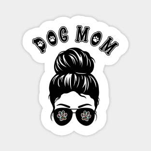 Dog Mom Messy Bun  Aviator Sunglasses with Mandala Paw Prints Magnet