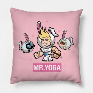 Mr. Yoga and the pugs Easter Pillow