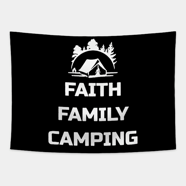 faith family camping Tapestry by hanespace