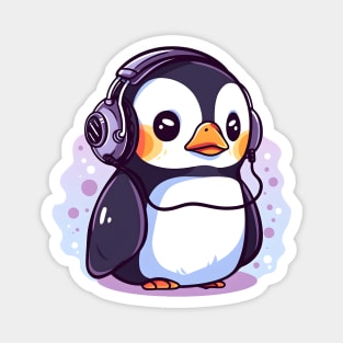 Cute Penguin With Headphones Magnet