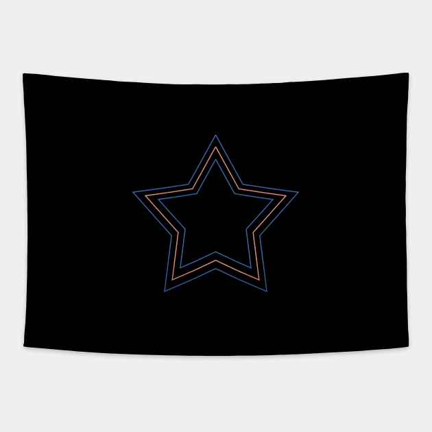 You are a star! Triple Stars Outline in blue, orange, blue  - ORENOB Tapestry by ORENOB