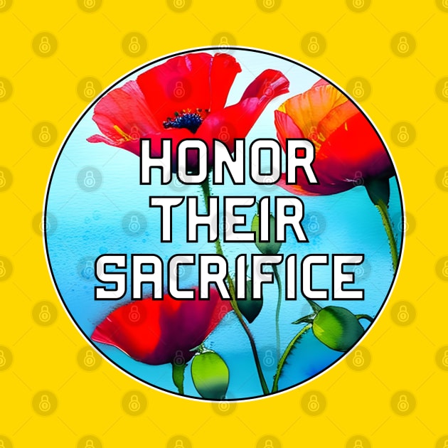Honor Their Sacrifice Memorial with Red Poppy Flowers Pocket Version (MD23Mrl006d) by Maikell Designs