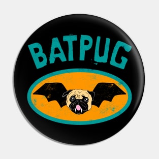 Batpug Halloween Retro Pin