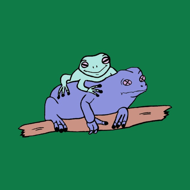 frogs green frog violet by Mollie