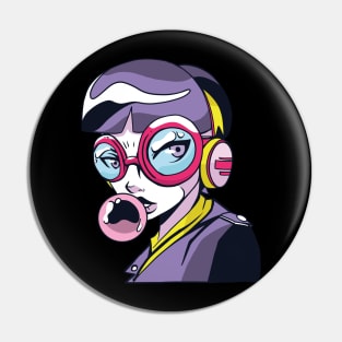 Girl Blowing Bubblegum Pin