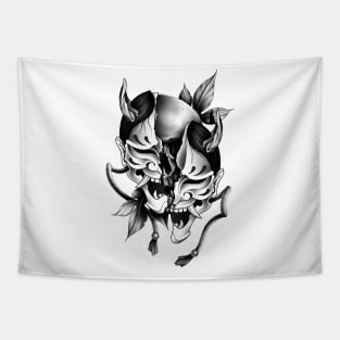 Hannya mask with skull Tapestry