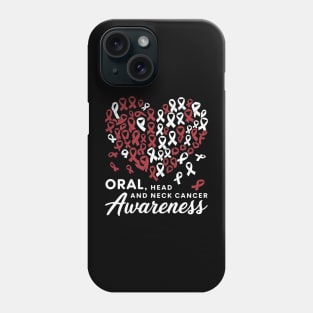 Burgundy White Heart Ribbon Oral Head Neck Cancer Awareness Phone Case