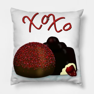 XOXO Valentine Bonbon and Dark Chocolate Covered Cherry Pillow