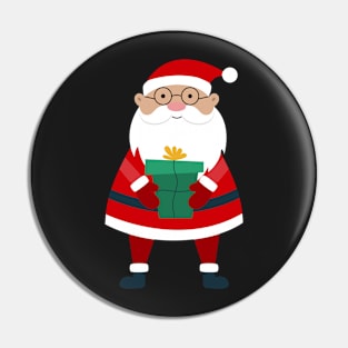 Santa Claus cartoon character with gifts. Pin