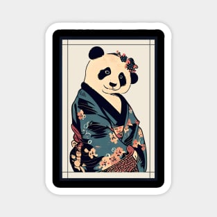 Panda japanese with kimono vintage Magnet