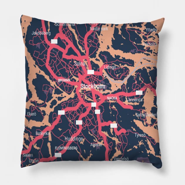 Stockholm colour map Pillow by Mapmania