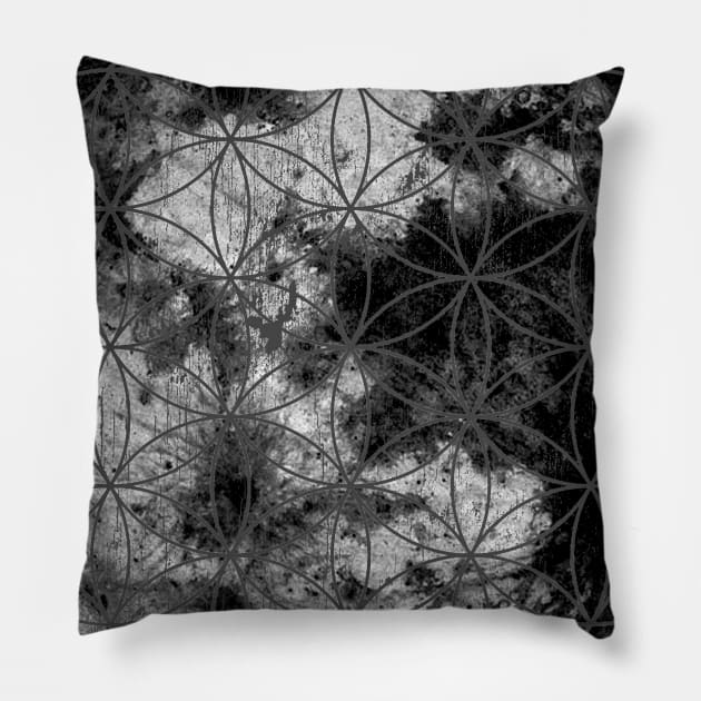 Dark Moon Flower of Life Pillow by neonmoonbeam