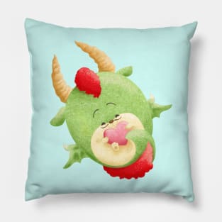 Dragon Hug a Pink Heart Pillow