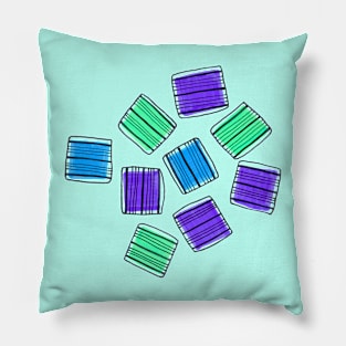 Striped Squares Mint Blue Lavender Pillow