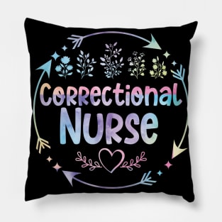 Correctional Nurse cute floral watercolor Pillow