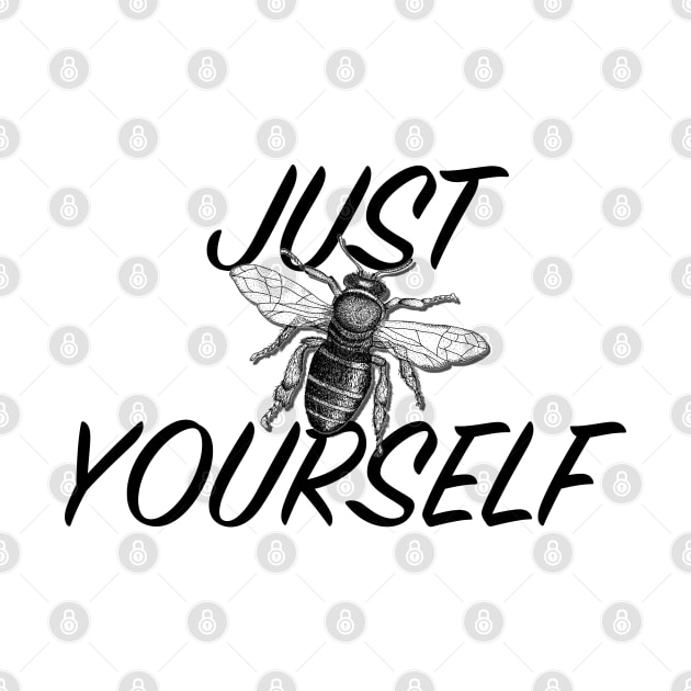 Hand drawn Bee with 3D effect for light background colors with Just bee yourself quote by jitkaegressy