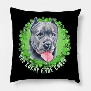 One Lucky Cane Corso Funny St. Patrick Dog Pillow