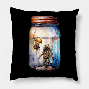 Steampunk Jellyfish and Diver Jar Pillow