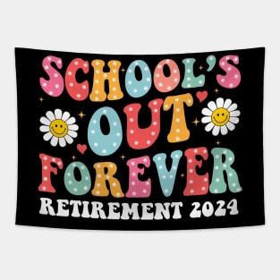 Retro School's Out Forever Retirement 2024 Retired Teacher Tapestry