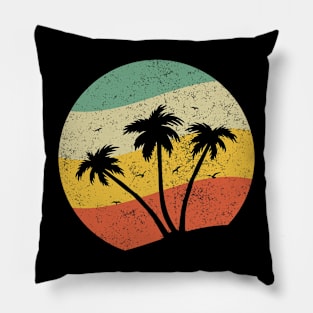 Palm Trees Summer Retro Vintage Sunshine Summer Vacation Beach Pillow