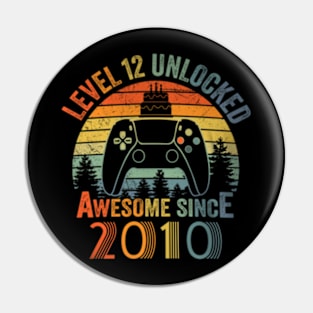 Level 12 Unlocked Video Gamer 12 Years Old 12 Birthday Pin