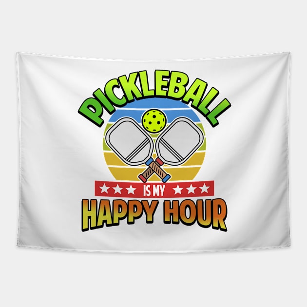 Pickleball Gifts Pickleball is my Happy hour Tapestry by Mesyo