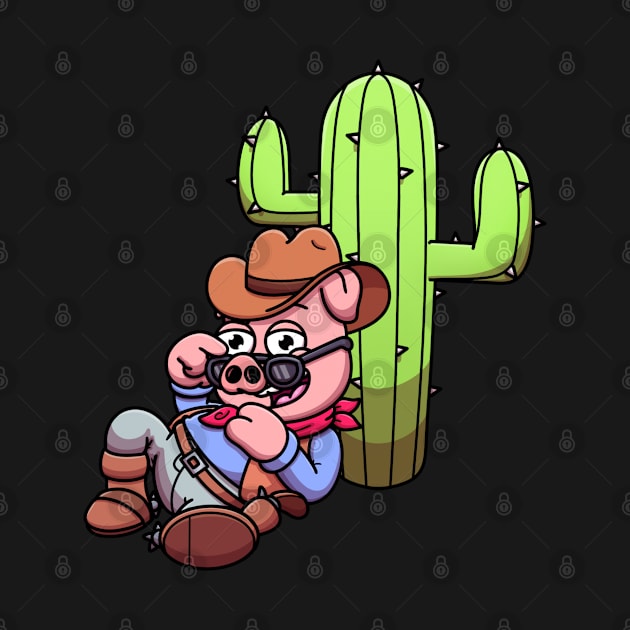 Wild West Pig With Cactus by TheMaskedTooner