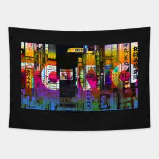 Bright Lights Of Neon Tokyo Tapestry