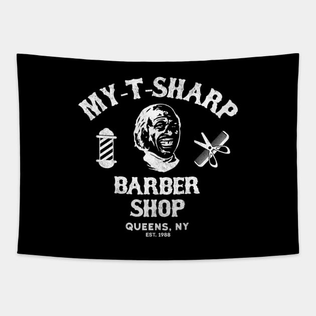 MY-T-Sharp Barber Shop - Queens, NY Est. 1988 - vintage logo Tapestry by BodinStreet