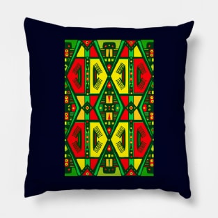 Manjak African Wax Textile Tribal Pattern Senegal Flag Colours Pillow
