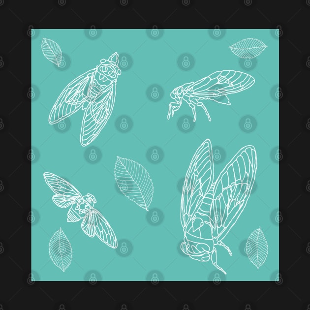 White and Blue Cicada Leaves Pattern by TrapperWeasel