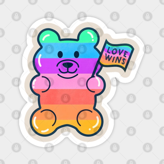 Rainbow Jelly Bear - June Pride Collection Magnet by showmemars