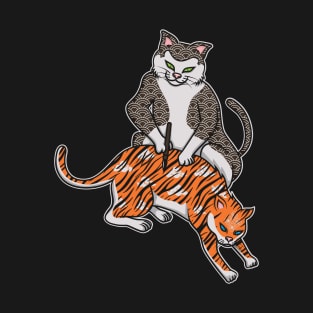 Cat Inking Tiger Tattoo On Cat T-Shirt