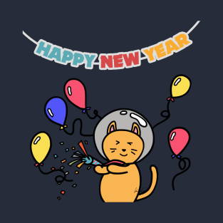 cat New year party girlfriend couple T-Shirt