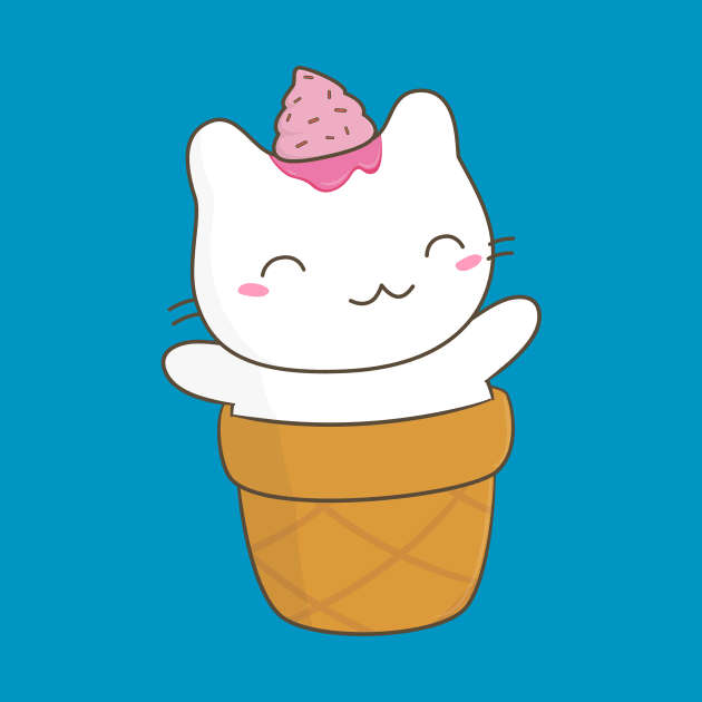 Cute Cat Ice Cream Cone T-Shirt by happinessinatee