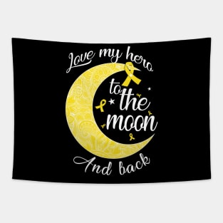 love childhood cancer hero to the moon Tapestry