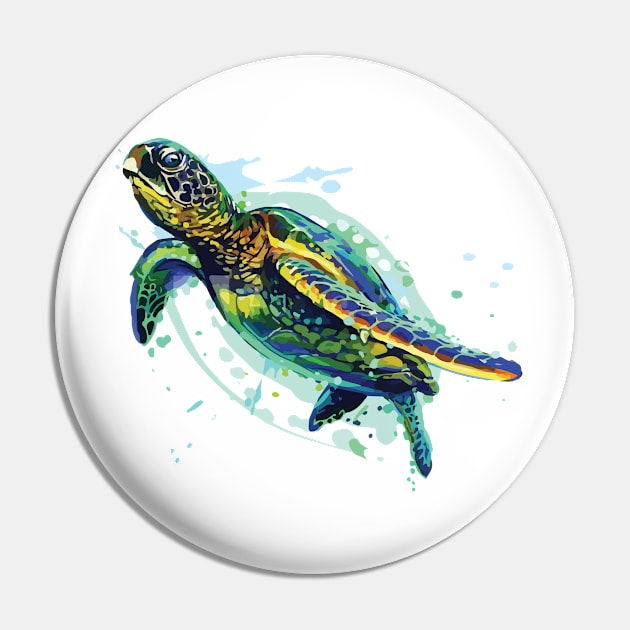 Sea Turtle Blast Pin by AmazingArtMandi