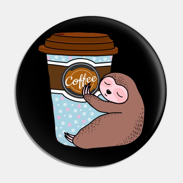 Sloth and coffee Pin by Collagedream