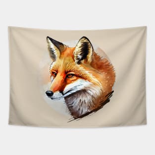 Fox Art, Watercolor Painting Tapestry