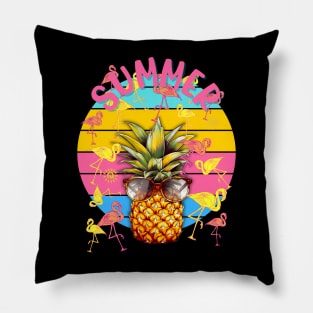 Flamingos and Pineapple Pillow