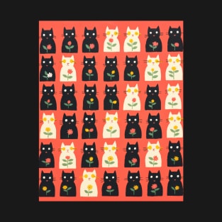 Modern Warhol Cat Design. Bright Orange Colours T-Shirt