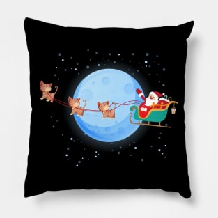 Santa Claus Riding kitten Pillow