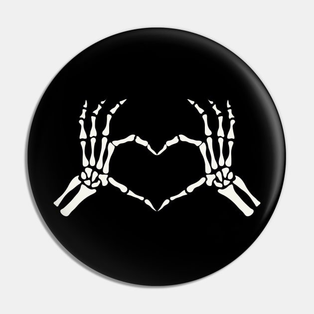 Skeleton Hands Heart Halloween Pin by charlescheshire