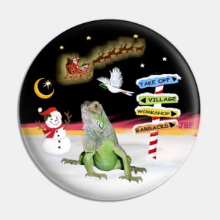 "Christmas SIgns" with an Iguana Watching Santa Take Off Pin